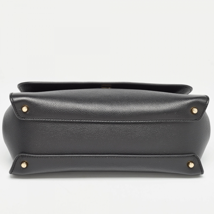 Pre Owned Dolce & Gabbana Black Leather Large Soft Miss Sicily Top Handle Bag