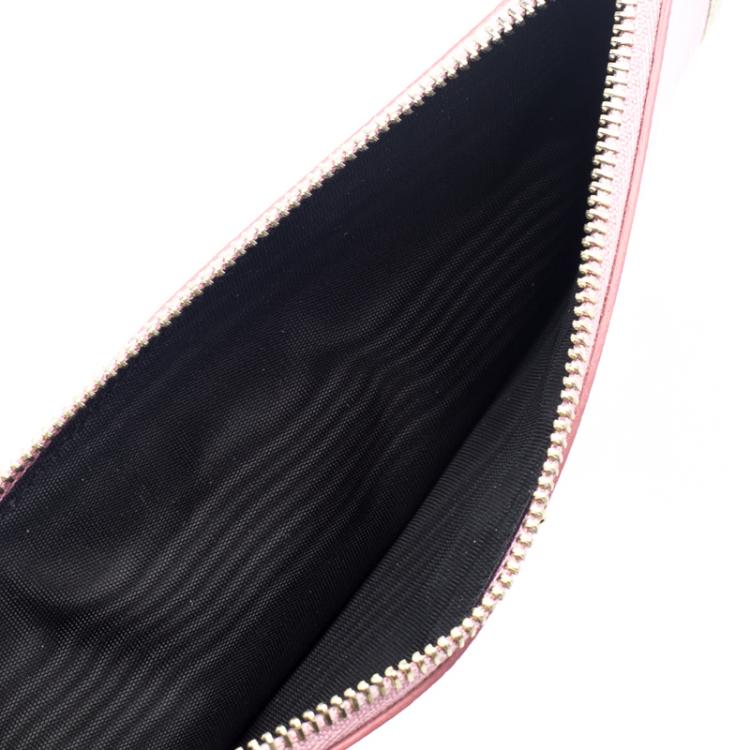 Pre Owned Dolce and Gabbana Pink Pineapple Print Leather Clutch