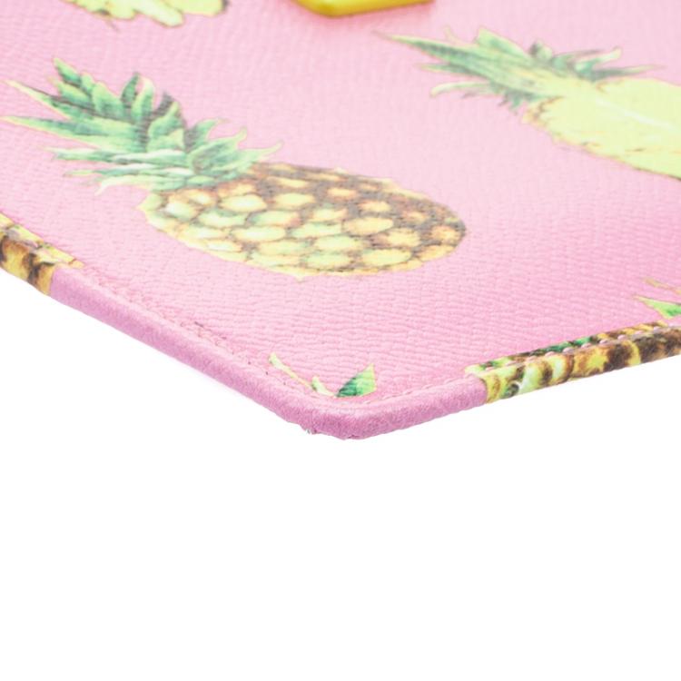 Pre Owned Dolce and Gabbana Pink Pineapple Print Leather Clutch
