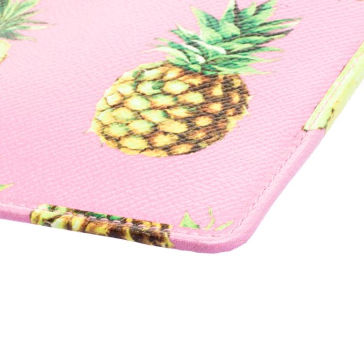 Pre Owned Dolce and Gabbana Pink Pineapple Print Leather Clutch