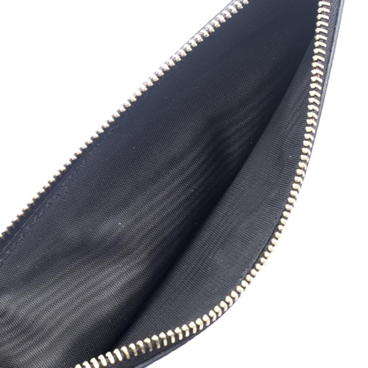 Pre Owned Dolce and Gabbana Black/White Polka Dot Leather Clutch