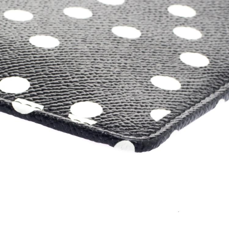 Pre Owned Dolce and Gabbana Black/White Polka Dot Leather Clutch