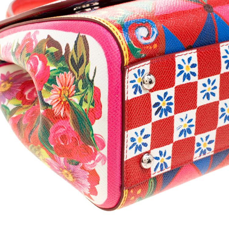 Pre Owned Dolce and Gabbana Multicolor Painted Leather Medium Miss Sicily Satchel 