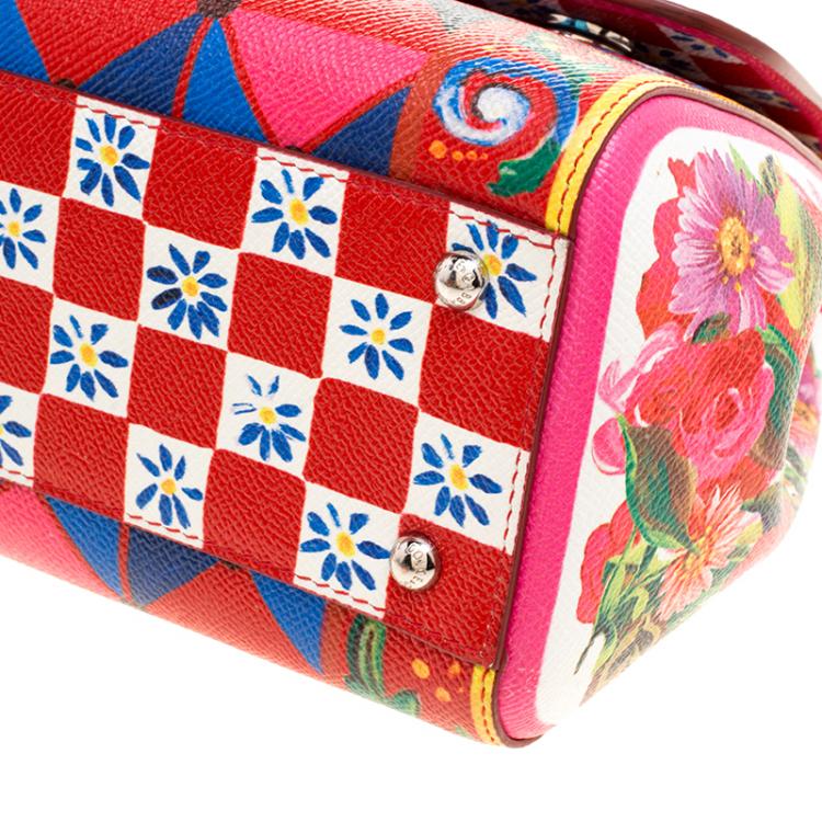 Pre Owned Dolce and Gabbana Multicolor Painted Leather Medium Miss Sicily Satchel 