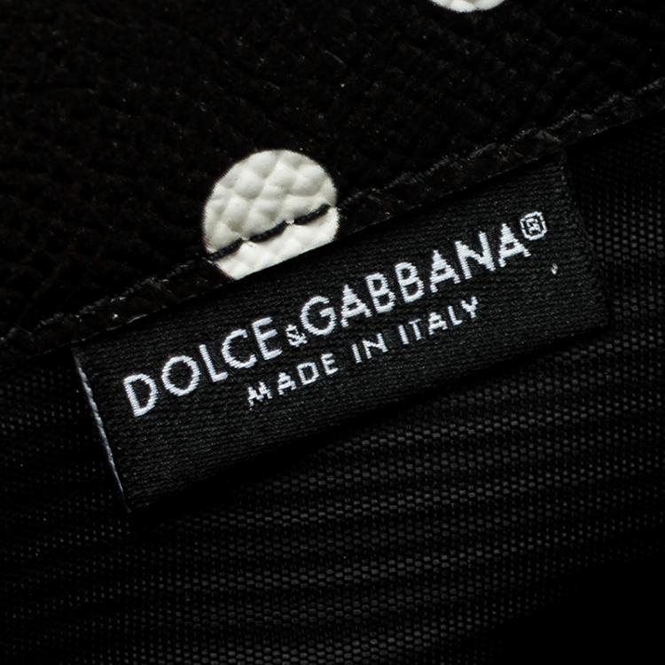 Pre Owned Dolce and Gabbana Black Leather Polka Dot 10CC Pouch