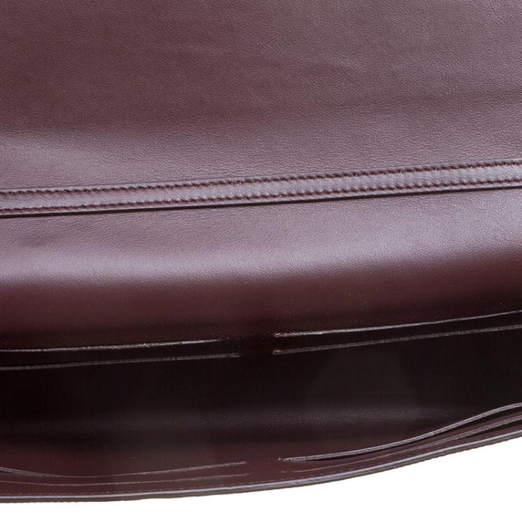 Pre Owned Dolce and Gabbana Burgundy Lizard Embossed Leather Clutch