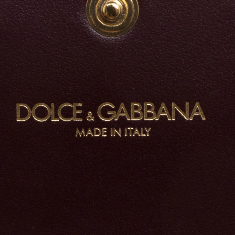 Pre Owned Dolce and Gabbana Burgundy Lizard Embossed Leather Clutch