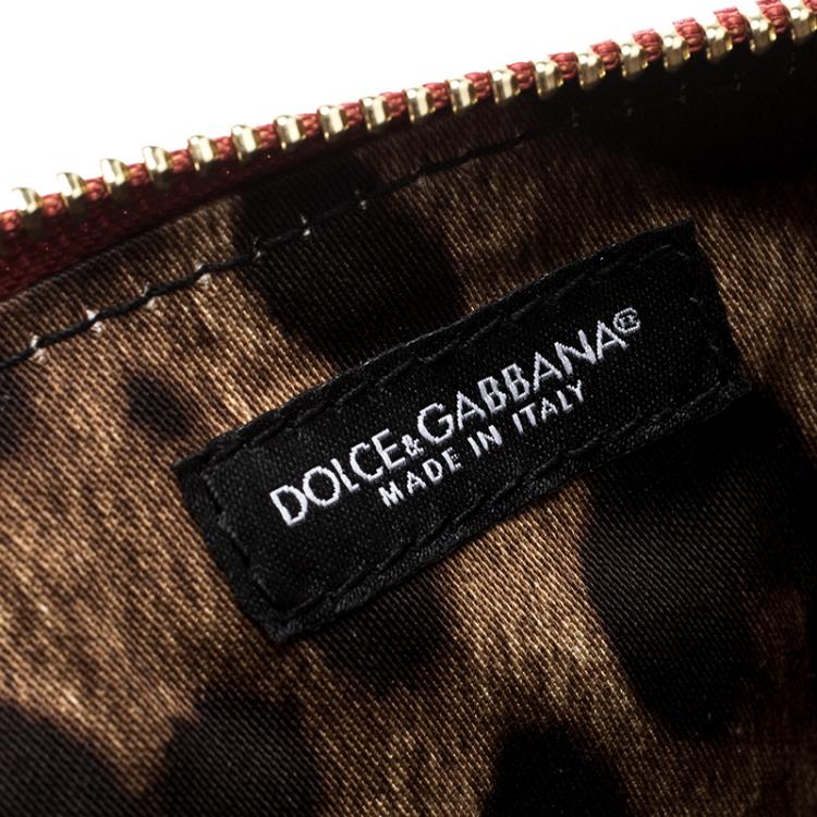 مملوكة مسبقًا Dolce and Gabbana Red Quilted Logo Studded Pouch