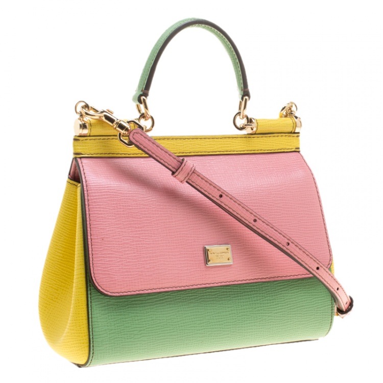 Pre Owned Dolce and Gabbana Multicolor Leather Small Limited Edition Miss Sicily Top Handle Bag