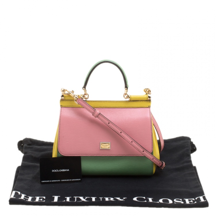 Pre Owned Dolce and Gabbana Multicolor Leather Small Limited Edition Miss Sicily Top Handle Bag