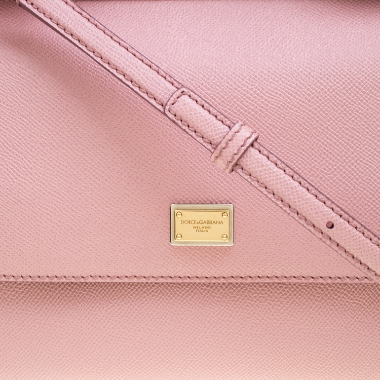 Pre Owned Dolce and Gabbana Pink Leather Medium Miss Sicily Top Handle Bag