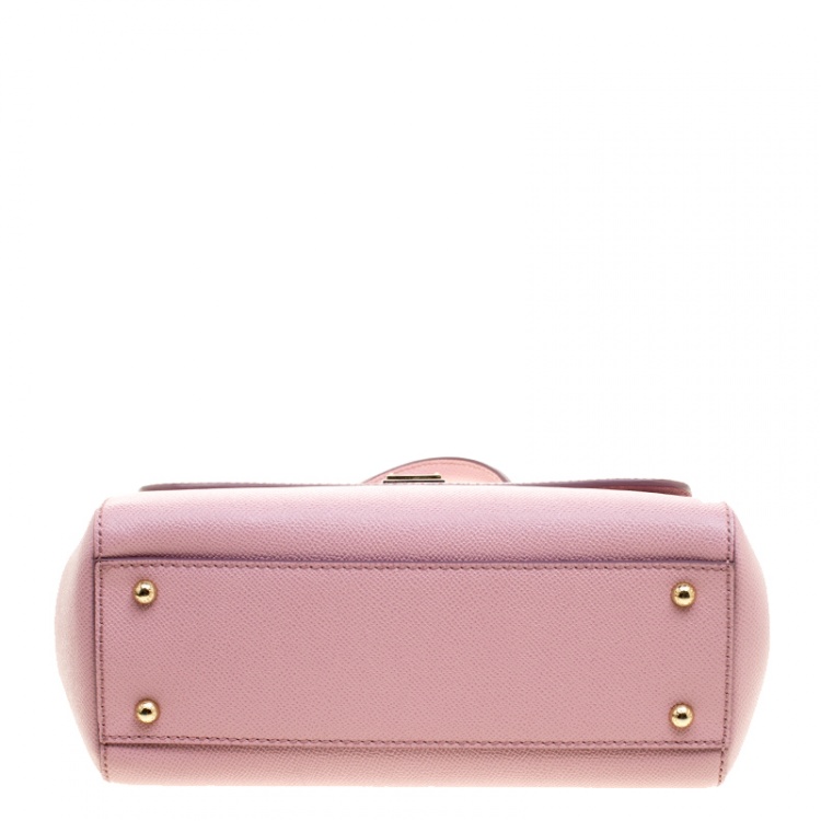 Pre Owned Dolce and Gabbana Pink Leather Medium Miss Sicily Top Handle Bag