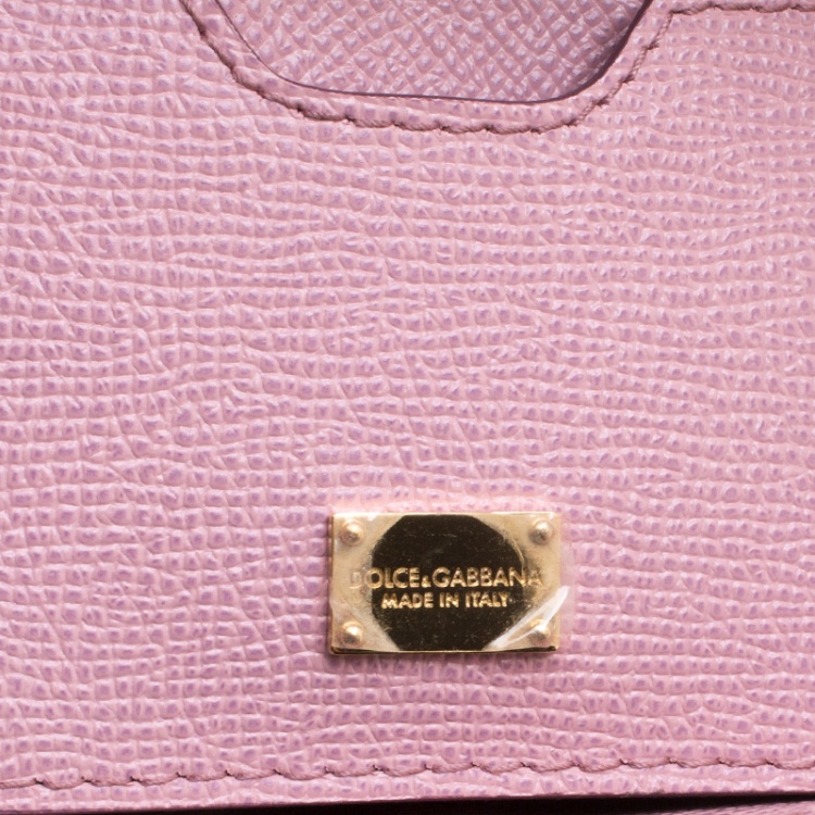 Pre Owned Dolce and Gabbana Pink Leather Medium Miss Sicily Top Handle Bag
