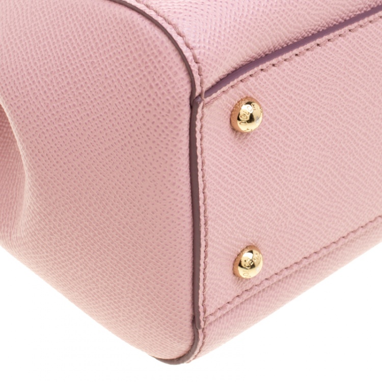 Pre Owned Dolce and Gabbana Pink Leather Medium Miss Sicily Top Handle Bag