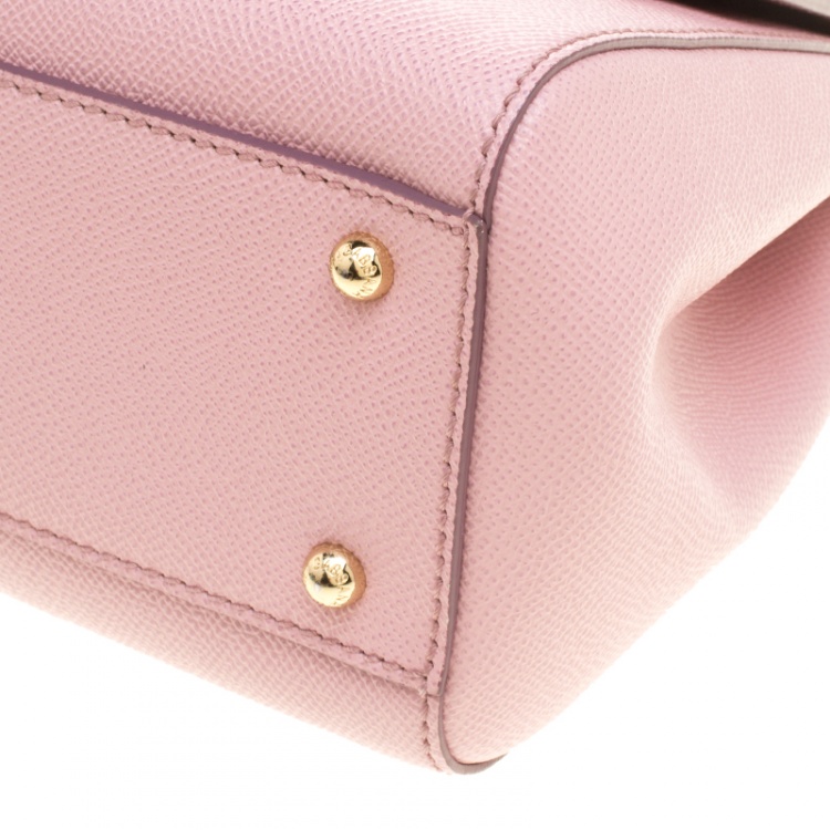 Pre Owned Dolce and Gabbana Pink Leather Medium Miss Sicily Top Handle Bag