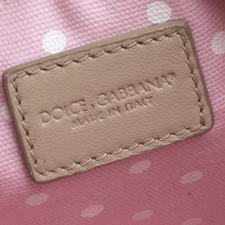 Pre Owned Dolce and Gabbana Pink Pineapple Print Leather Chain Clutch