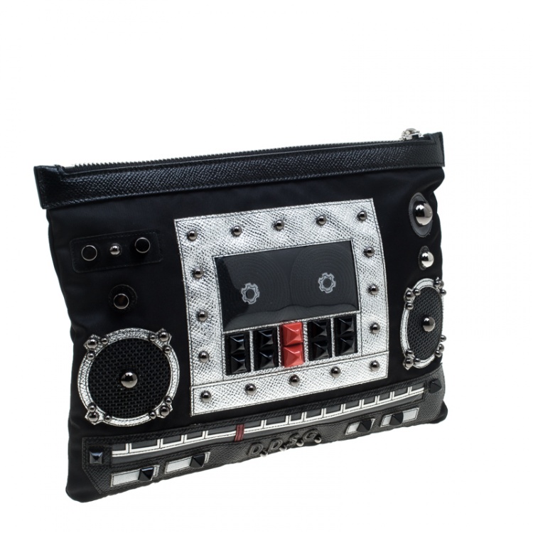 Pre Owned Dolce and Gabbana Black Nylon Radio Zip Pouch