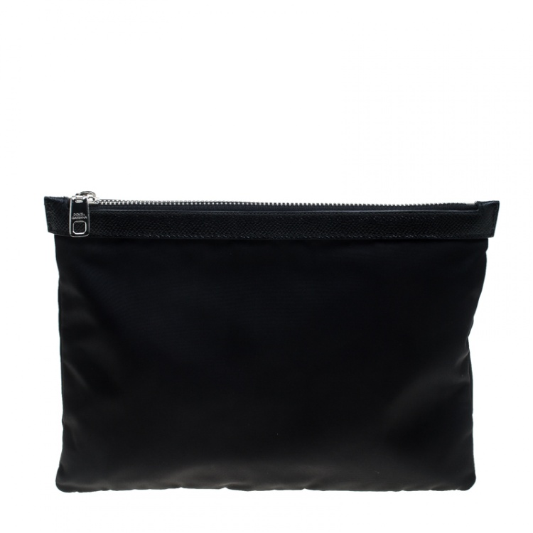 Pre Owned Dolce and Gabbana Black Nylon Radio Zip Pouch