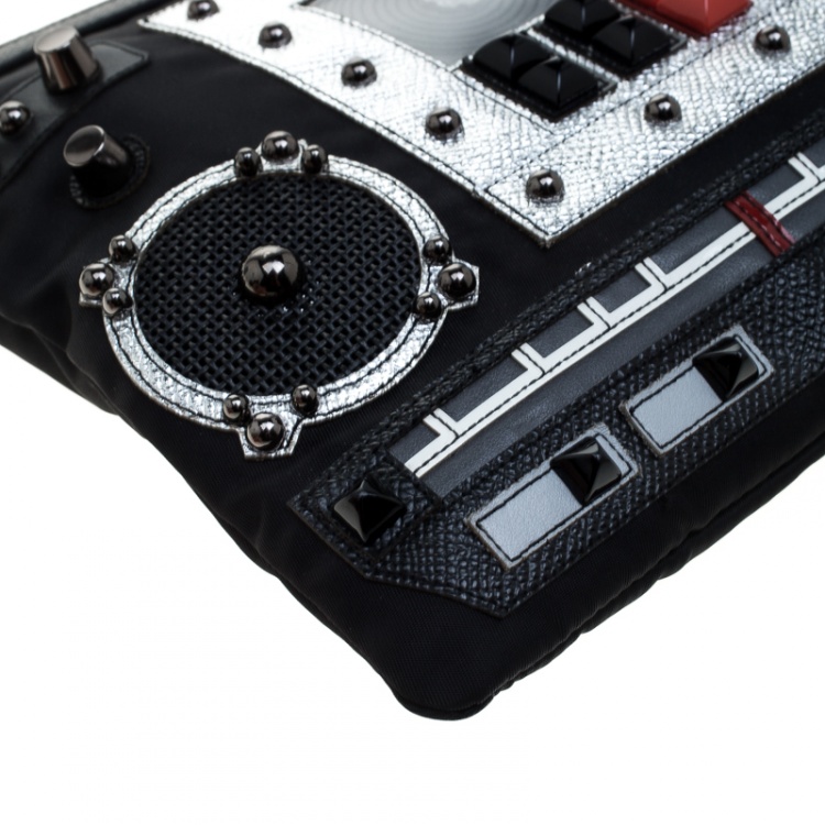 Pre Owned Dolce and Gabbana Black Nylon Radio Zip Pouch