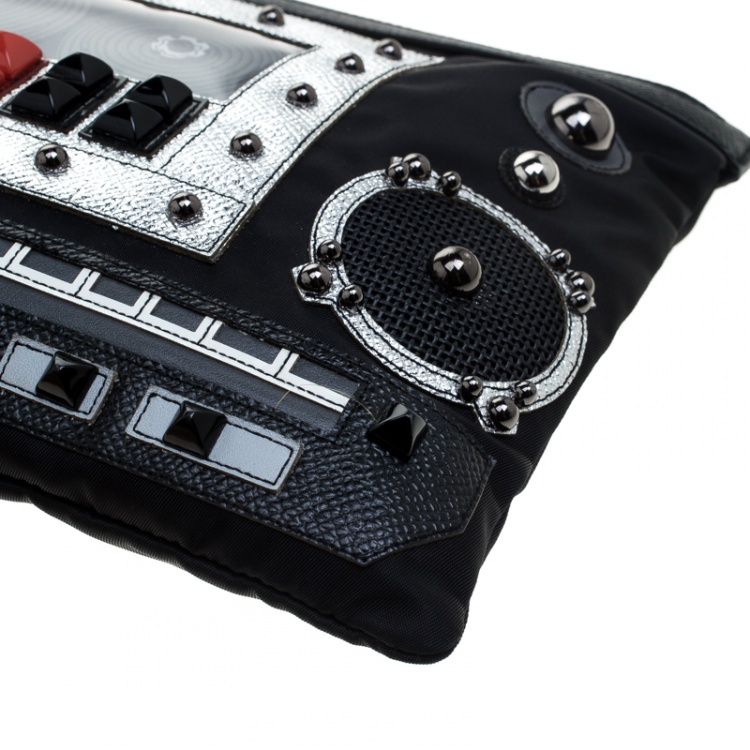 Pre Owned Dolce and Gabbana Black Nylon Radio Zip Pouch