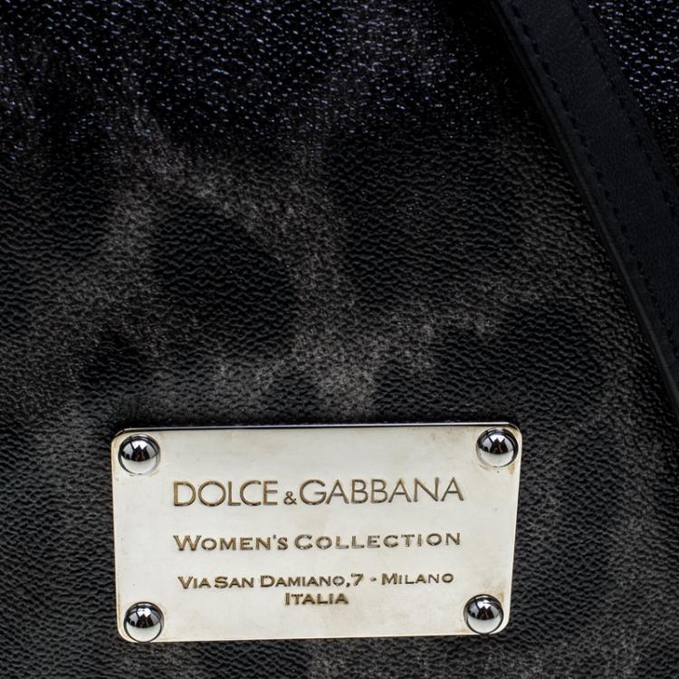 Pre Owned Dolce and Gabbana Grey Leopard Print Coated Canvas Chain Shoulder Bag