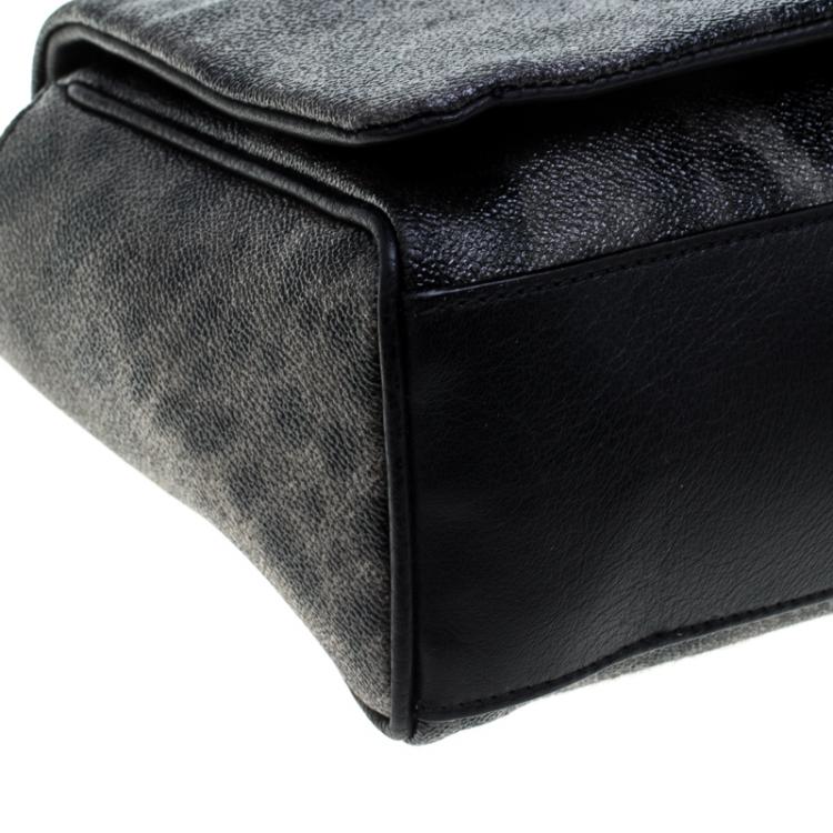 Pre Owned Dolce and Gabbana Grey Leopard Print Coated Canvas Chain Shoulder Bag
