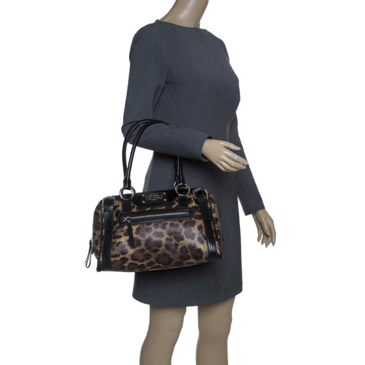 Pre Owned Dolce and Gabbana Brown Leopard Print Coated Canvas Miss Easy Way Satchel