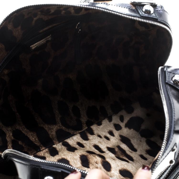 Pre Owned Dolce and Gabbana Brown Leopard Print Coated Canvas Miss Easy Way Satchel