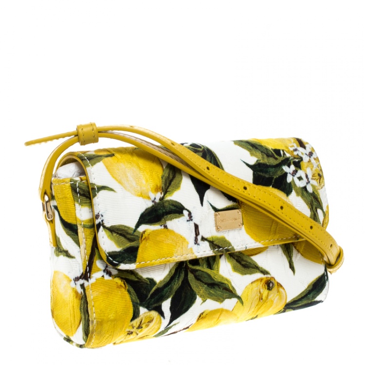 Pre Owned Dolce and Gabbana Multicolor Lemon Print Fabric Brocade Bag