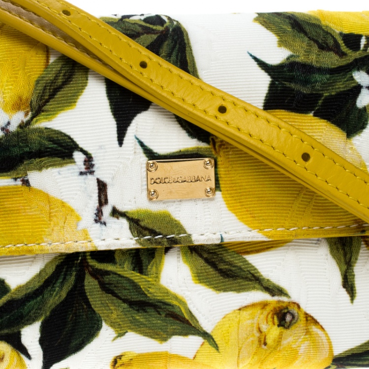 Pre Owned Dolce and Gabbana Multicolor Lemon Print Fabric Brocade Bag