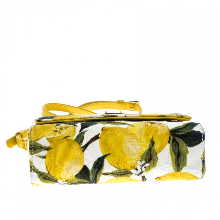 Pre Owned Dolce and Gabbana Multicolor Lemon Print Fabric Brocade Bag
