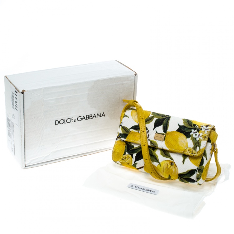 Pre Owned Dolce and Gabbana Multicolor Lemon Print Fabric Brocade Bag