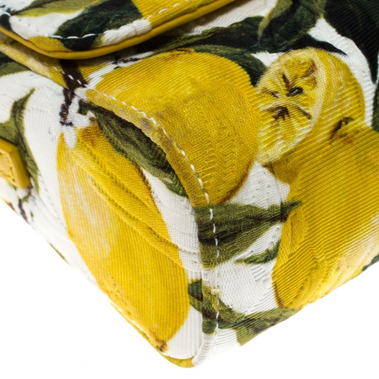 Pre Owned Dolce and Gabbana Multicolor Lemon Print Fabric Brocade Bag