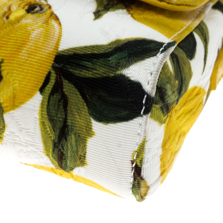 Pre Owned Dolce and Gabbana Multicolor Lemon Print Fabric Brocade Bag
