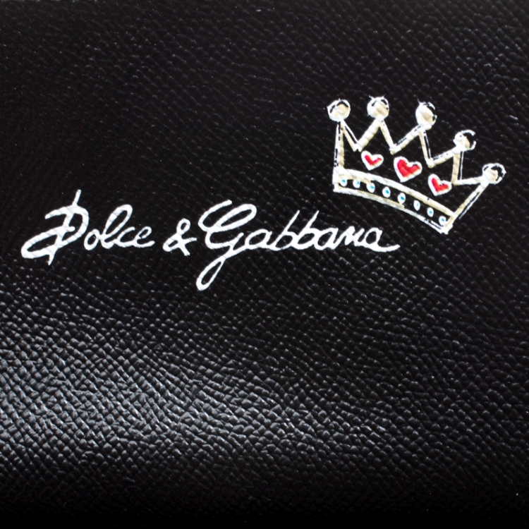 Pre Owned Dolce and Gabbana Black Leather Small Sicily Graffiti Top Handle Bag