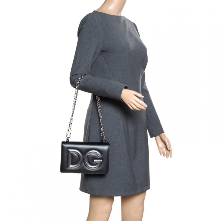 مملوكة مسبقًا Dolce and Gabbana Black Leather DG Girls Shoulder Bag