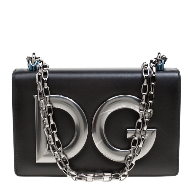 مملوكة مسبقًا Dolce and Gabbana Black Leather DG Girls Shoulder Bag