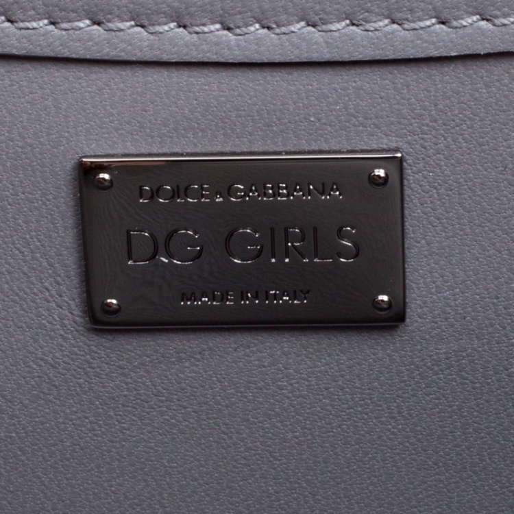 Pre Owned Dolce and Gabbana Grey Leather DG Girls Shoulder Bag