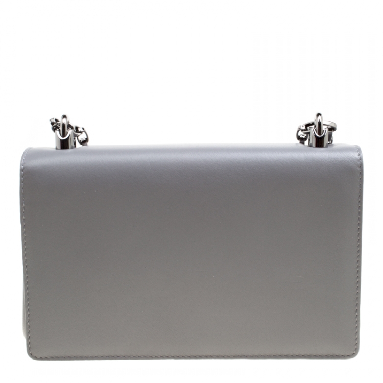 Pre Owned Dolce and Gabbana Grey Leather DG Girls Shoulder Bag