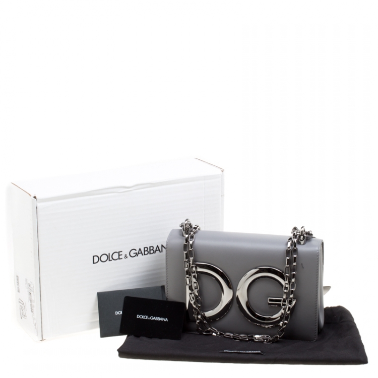 Pre Owned Dolce and Gabbana Grey Leather DG Girls Shoulder Bag