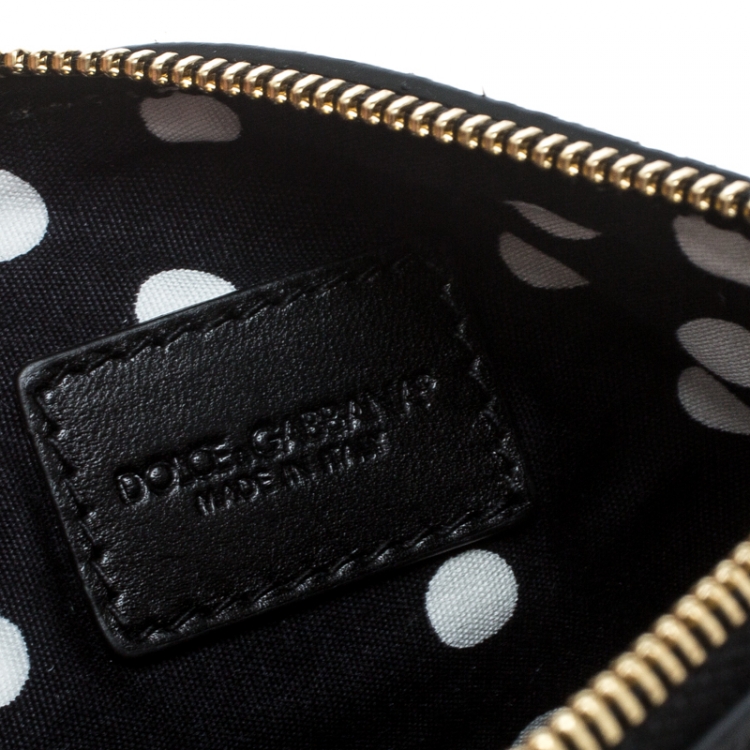 Pre Owned Dolce & Gabbana Black Floral Print Leather Chain Clutch