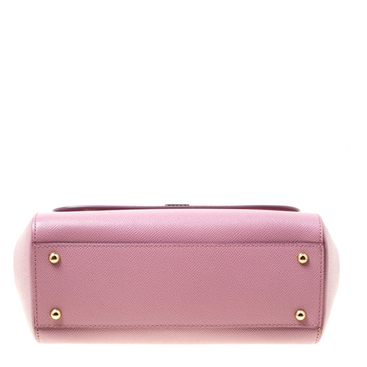 Pre Owned Dolce & Gabbana Lilac Leather Medium Miss Sicily Top Handle Bag