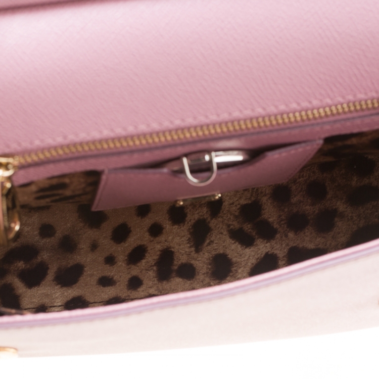 Pre Owned Dolce & Gabbana Lilac Leather Medium Miss Sicily Top Handle Bag