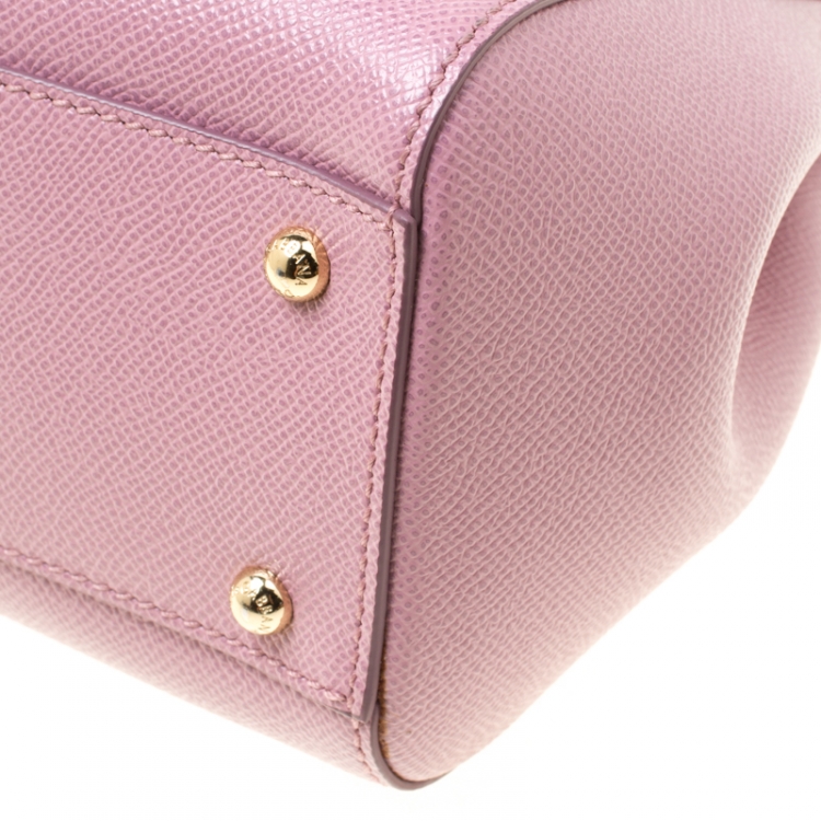 Pre Owned Dolce & Gabbana Lilac Leather Medium Miss Sicily Top Handle Bag