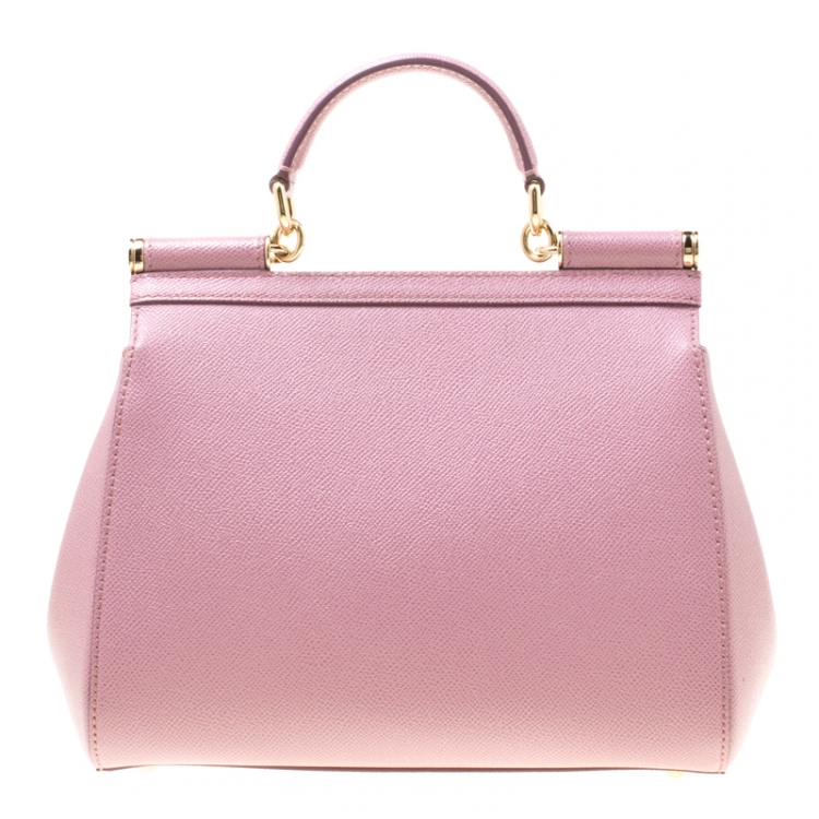 Pre Owned Dolce & Gabbana Lilac Leather Medium Miss Sicily Top Handle Bag
