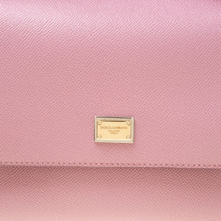 Pre Owned Dolce & Gabbana Lilac Leather Medium Miss Sicily Top Handle Bag