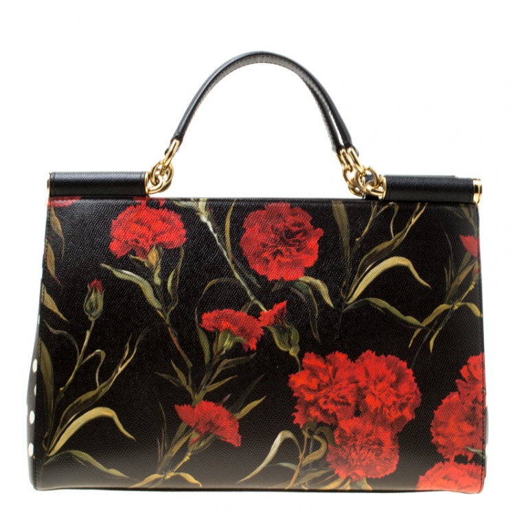 مملوكة مسبقًا Dolce and Gabbana Multicolor Floral Printed Leather Miss Sicily Top Handle Bag