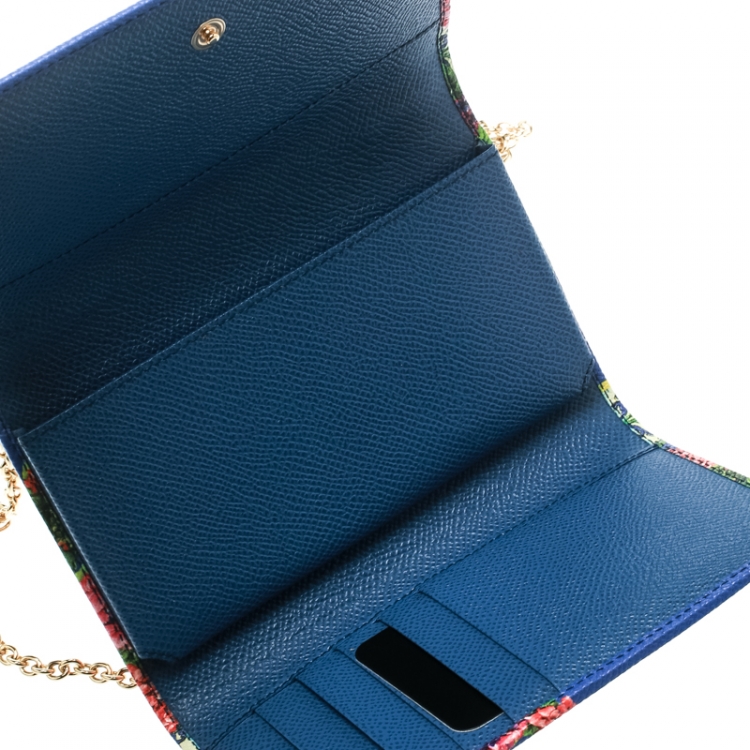 Pre Owned Dolce and Gabbana Multicolor Printed Leather Sicily Von Smartphone Bag
