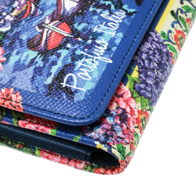 Pre Owned Dolce and Gabbana Multicolor Printed Leather Sicily Von Smartphone Bag