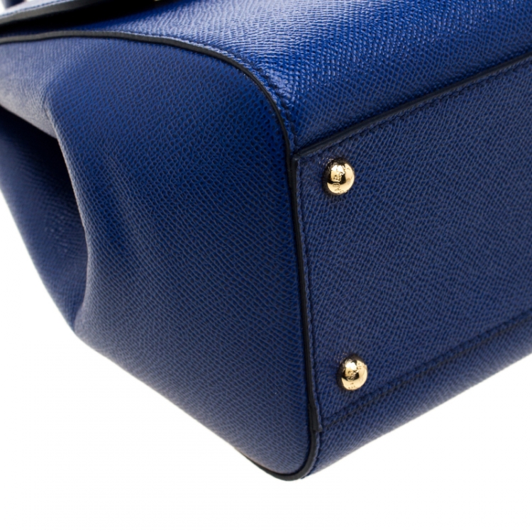 Pre Owned Dolce and Gabbana Blue Leather Miss Sicily Tote